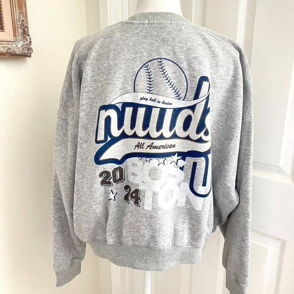 Nuuds 2024 Boston Pop Up Heather Grey Sweatshirt Top Dolman Sleeves Size Large - Picture 4 of 7